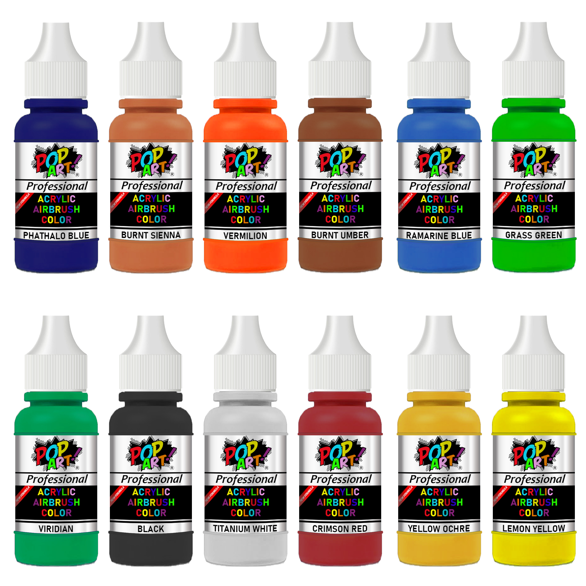 Acrylic Colors For Airbrush Paint From Pop Art Set Of 12 Colors 30 ml Each  Water Based For Artists, Beginners, Students, Hobby, Model and 3D Prints –  POP ART EGYPT